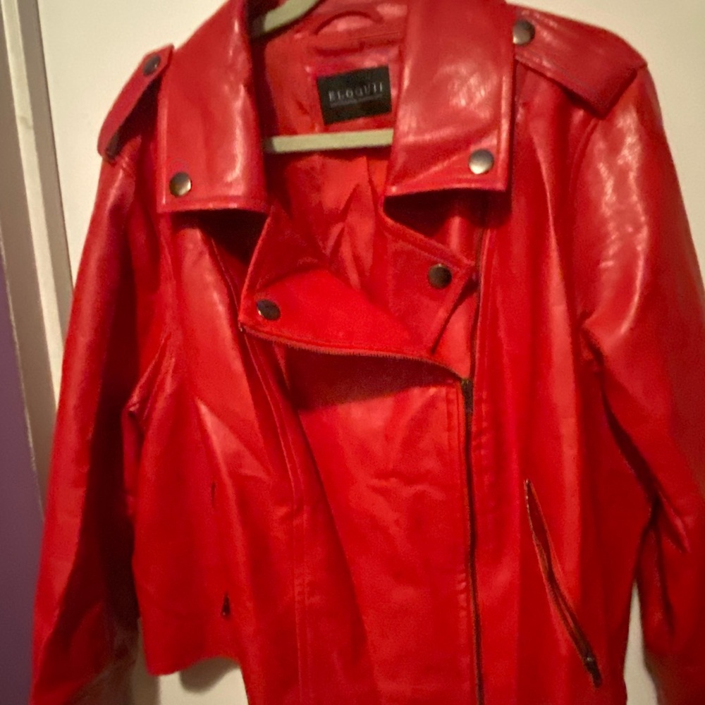 Red eloquii faux leather jacket size 26-28